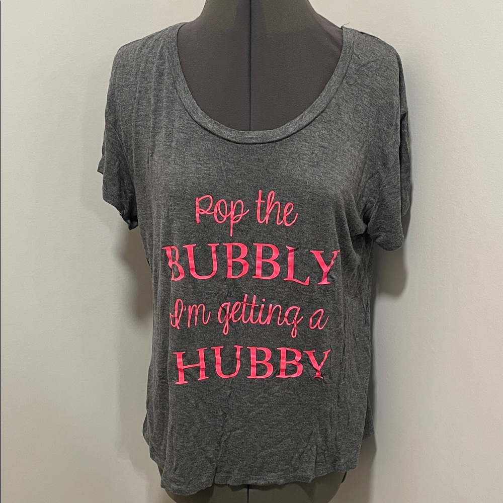 Playful Gray Tee with Pink Text
